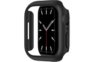 Leotop Etui do Apple Watch 41 mm, ultra cienkie, twarde etui z poliwęglanu (PC), smukła ochrona wyświetlacza, zderzak, folia ochronna, matowa osłona do iWatch (czarne, 41 mm serii 9/8/7)