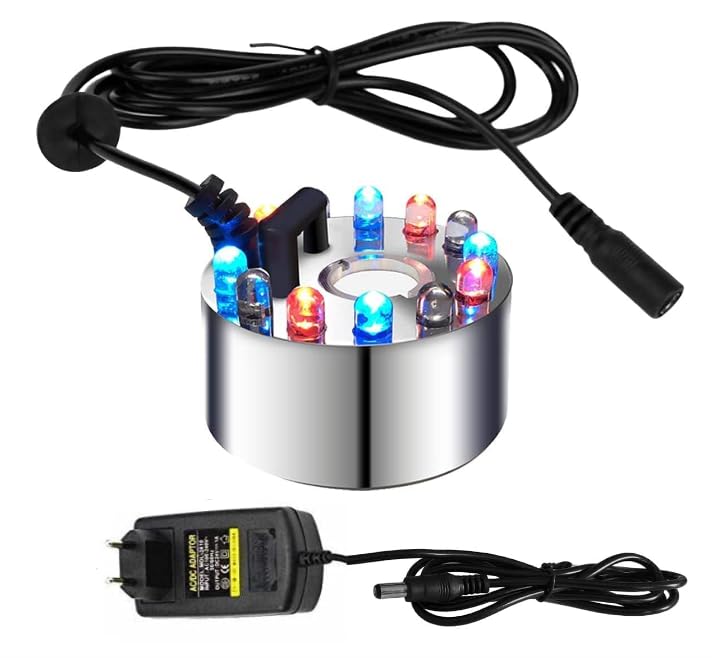 Crafty Ones 24V Color Changing Ultrasonic Mist Maker Fogger For Living Room For Water Fountain Pond Atomizer Incubators Air Humidifier 12 Led With Adapter, 350 Ml