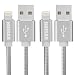 Produktbild HOISAN 2 Stück Lightning Kabel 1M USB auf Lightning Daten- & Ladekabel Metall | iPhone Schnellladekabel für iPhone X /8 /8 Plus /7 /7 Plus /6s /6s Plus /6 /6 Plus /5s /5 /SE | iPad | iPod - Silber