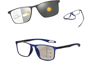 Fotokromatiska Progressiva Läsglasögon för Män Kvinnor, Multifokala Läsglasögon med Blåljusfilter, Antireflex Datorglasögon