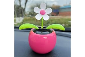 ENYOLIDIMK Rose Red Solar Dancing Flower Car Dashboard Decorations - Funny Solar Powered Dancing Flower Pot Flower Swinging Toy for Car Decor Funny Gifts for Friends Solar Power Kits Learning Education Tools