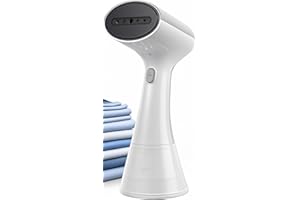 OLAYMEY Ferro da Stiro Verticale 1000W, Stiratore Verticale 20S Riscaldamento Rapido Togliere le Pieghe con Pulsante Vapore, Ferro da Stiro Viaggio da Vapore, 220ml, Bianco