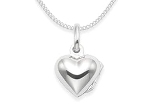 HEATHER NEEDHAM SILVER Sterling Silver childrens Heart Locket Necklace on 15" curb chain - Size TINY: 10mm x 9mm (18mm inc. pendant top) - 8019 in B43HN