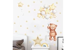 NINIMIO Adesivi Murali Bambini, Adesivi Da Parete, Decorazioni camera da letto, Carta Da Parati Adesiva muro, Stickers Bambini, Carta Adesiva Per Mobili, Stickers Murali, Adesivi Bambini (orsettostelle)