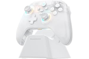 MACHENIKE Makenike G3V2 Mando, Joysticks y Gatillos de Efecto Hall, RGB, 2 Botones Remapeables, Bluetooth para PC/Switch/iOS/Android, Batería de 1000mAh con Base de Carga, Tasa de Sondeo de 1000Hz, Blanco