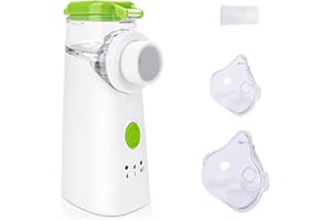 BellaGesundheit Inhalator Vernebler, Inhalationsgerät für Kinder und Erwachsene, Tragbar Vernebler Set mit Mundstück und Maske, USB Wiederaufladbar (Grün)