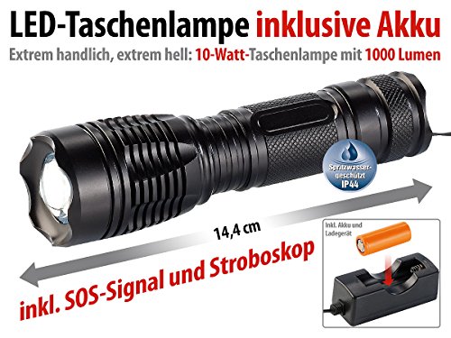 KryoLights LED-Taschenlampe TRC-144.a inkl. Akku und Ladegerät 1000 lm, IP44 - 3