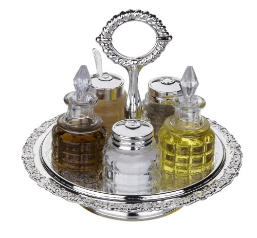 Versilbertes Menage Set mit Stand