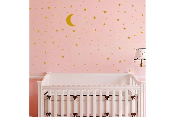 Autocollant mural en vinyle amovible en forme de lune et d'étoiles pour enfants, décoration murale pour chambre de bébé garçon et fille, décoration murale pour chambre d'enfant, maison, chambre à