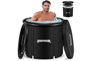 SPORTINATOR Regenerate Eisbad Tonne Ø 80 cm | 400 L | Kältetherapie & Regeneration | 5-Schichten-Gewebe | inkl. Zubehör Komplett-Set, Thermometer & Abflussschlauch (Schwarz)
