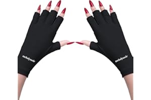 MelodySusie UV Gloves for Gel Nail Lamp, Professional UPF50+ UV Protection Gloves for Manicures, Art Skin Care Fingerless Glove for Women Men Protect Hands from Sun and Nail Dryer Harm (Black)