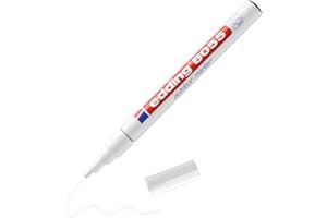 edding 8055 Marqueur d'extérieur - blanc - 1 marqueur peinture - pointe ronde 1-2 mm - très opaque, étanche - marqueur peinture d'extérieur - marquage permanent d'objet, poubelle, jouet d'enfant