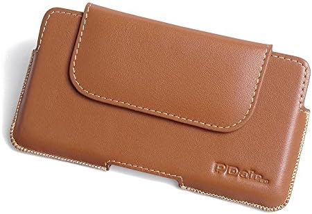 PDAir Nokia 7 plus Genuine Leather Case (Brown), Leather Belt Case, Magnetic Protective Phone Cases, Sleeve Pouch, Hand Made Luxury Holster Pouch for Nokia 7 plus