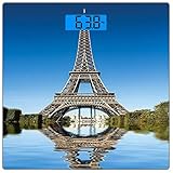 Ultrastarke Plattform aus gehärtetem Glas (6 mm) mit großer 28x28 cm-Plattform. Hochsichtbares LCD-Display mit 7,5 x 3 cm und hellblauer Hintergrundbeleuchtung, ideal für den Einsatz bei Tag und Nacht.