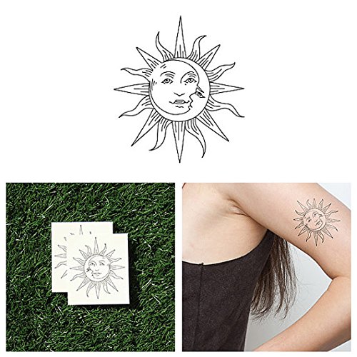 Tattify Sun And Moon Temporary Tattoo - Sol Y Luna (Set of 2)
