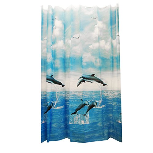 Hoomall Anti-Schimmel Wasserdicht Duschvorhang Delphin Badezimmer Vorhang 180x180cm(BxH)