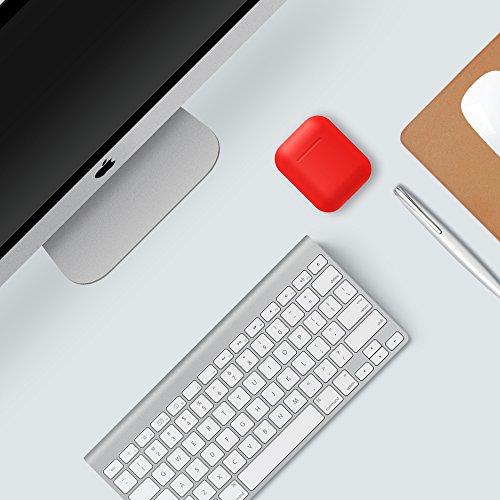 AirPods Case Protective  FRTMA Silicone Skin Case with Sport Strap for Apple AirPods  Red