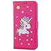 Produktbild iPhone 7 Plus / iPhone 8 Plus Hülle, Chreey (Unicorn) Niedlich [Regenbogen Einhorn] Glitzer Handyhülle Premium PU Leder Tasche Flip Wallet Cover mit Standfunktion Kartenfach Schutzhülle [Rose Rot]