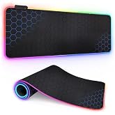 Coverzone Large Player RGB Mousepad and Keyboard Pad Blue Hexagonal Pattern Blue Hex Design Illuminated 70cm x 30cm Mouse Pad
