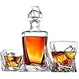 SOLAVIA Bohemia Quadro Crystal Glass Decanter 800ml Set & 6 Matching Quadro Glasses 340ml