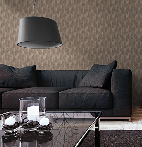 Tapete Braun Vliestapete in Stoff Optik , schöne, moderne, edle Tapete im Grafik Design , für Wohnzimmer, Schlafzimmer oder Küche inklusive Newroom Tapezier Ratgeber mit Tipps für perfekte Wände - 9