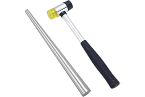 PH PandaHall 1 Set Baton Acier Agrandisseur Mandrin Outil de Mesure de Bague et Marteau Caoutchouc de Bijou pour Bijoux, Platinum, Outil d’Anneau : 27x1.1-2.4cm, Marteau: 25.5X 6.9x2.5cm