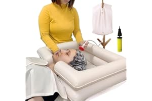 CHOYTONG Lavabo per Capelli Gonfiabile Letto - Lavabo Shampoo Portatile Letto da Bagno Aiuti ausiliari rilegati per disabili, Anziani, pazienti Costretti a Letto, in Stato di Gravidanza (Kit di 5)