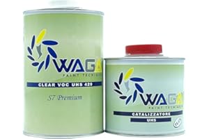 WAGA PAINT S.R.L. Trasparente Carrozzeria Extra Lucido LT.1 UHS S7 Premium con Catalizzatore 500ML Plus - Waga Paint Tecniques