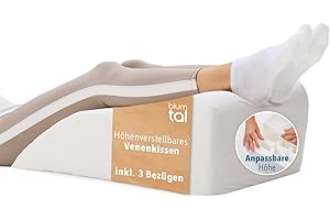 ‎BLUMTAL Blumtal Ergonomisches Venenkissen - höhenverstellbares Beinkissen gegen schwere Beine - Lagerungskissen Erwachsene - Kissen zum Hochlagern der Beine - Beinerhöhungskissen mit waschbarem Bezug in Weiß