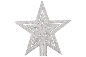dancepandas Szpic na choinkę, czubek choinkowy, gwiazda, tworzywo sztuczne, dekoracja (srebrna)