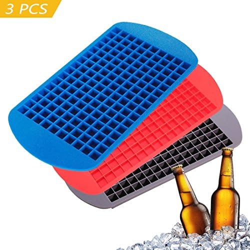3 Pcs Approved Food Grade Silicone 160 Grids Small Ice Maker Tiny Ice Cube Trays Chocolate Mold Mould Maker for Kitchen Bar Party Drinks Set of 3