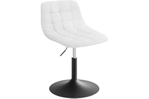 ‎WOLTU WOLTU Schminktisch Stuhl Hocker für Schminktisch, Schlafzimmer & Esszimmer - Höhenverstellbar, 360° Drehbar mit Rückenlehne, aus Bequemer Chenille, Weiß
