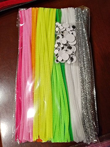 300 Stück Pfeifenreiniger DIY Pfeifenreiniger Set, 15 Farben und mit 100 Wackelaugen als Geschenken - 5