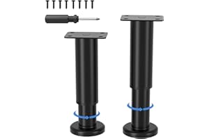 VETIN 2 Stück Möbelfüße Verstellbar, Metall Schwarz Möbelbeine 12-18cm, Möbelfuß Höhenverstellbar, Möbelbeine für Schrank Fernsehschrank Bett Sofa Nachttisch Lehrstuhl Badezimmerschrank
