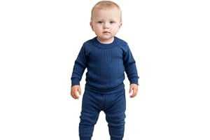 NOVA BLOOM Winter Thermal Wear for Kids | Unisex Round Neck Full Sleeve Top and Grip Pajama Set | Baby Boys Warm Innerwear