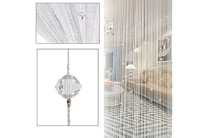 BCMRUN Decorative Door String Curtain Beads Wall Panel Fringe Window Room Divider Blind for Wedding Coffee House Restaurant Parts Crystal Tassel Screen Home Decoration (White)