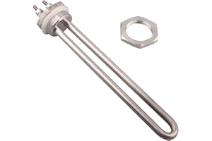 MNUPL 1pc 12v Elemento Riscaldante DC Resistenza Solare a Forma di U DN25 Elettrico Immersione Acqua Elemento Caldaia Tubolare Riscaldatore 100w 150w 200w(with locknut,200w)