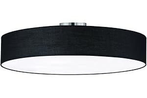 ‎LIGHTLING lightling modern Deckenleuchte in nickel matt, Stoffschirm schwarz, 5 x E27 max. 60W, ø 65 cm, Höhe: 17 cm