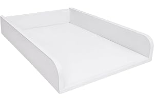 ComfortCove Skötbordstillsats, Rundade Sidor, Hel Botten, 53,2 x 70 cm, Vit | Skötbordstopp för Byrå, Skötbordsinsats Baby, Skötfäste, Skötbordspåbyggnad för Byrå, Upphöjda Kanter