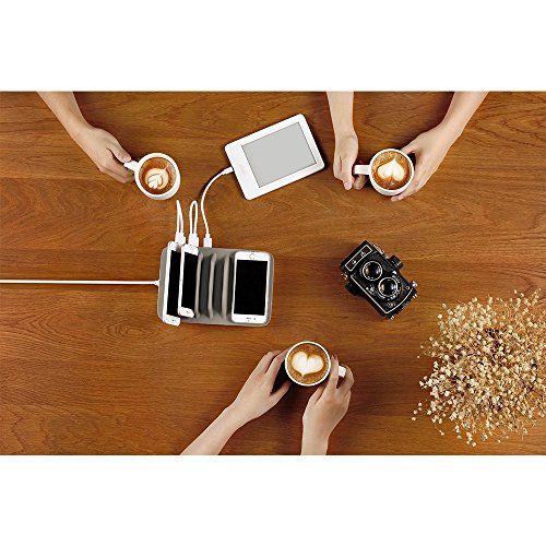 5 in 1 Estaci  n de Carga USB  EarthSave Cargador de Escritorio Multifunci  n de 4 Puertos con Qi Cargador inalambrico M  ltiples dispositivos Organizador para Iphone X  Iphone 8 7 7s 6s Samsungs Huawei Tabletas y Ipads
