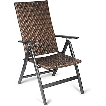 Amazon.de: Vanage Polyrattan Gartenstuhl in braun - Alu ...