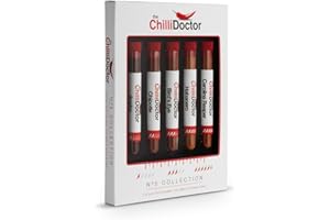 ‎THE CHILLI DOCTOR The Chilli Doctor® No 5 Collection – Chilli Geschenkset mit 5 Chilipulvern - Carolina Reaper, Habanero, Bird's Eye, Chipotle, Ancho | Ideales Geschenkset für Männer und Scharfe Gewürze Liebhaber