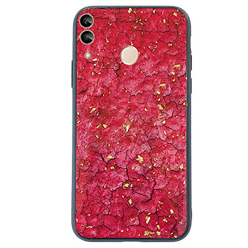 Miagon Case for Huawei Y9 2019,Bling Glitter Luxury Gold Foil Red Slim Marble Cover UltraLight Soft Silicon Thin Phone Case Bumper for Huawei Y9 2019