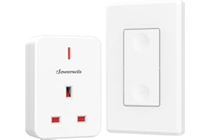 DEWENWILS Remote Control Plug Socket, 13A/3120W Heavy Duty Wireless Light Switch, 30m/100ft Long Range, Programmable, 1 Pack Sockets and 1 Remote