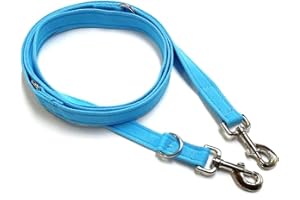 CHURCH PRODUCTS UK 25mm Police Style Dog Training Leads Obedience Control Leash Multi-Functional Double Ended In Cushioned Webbing (Sky Blue, 8ft (2.4m) Long)