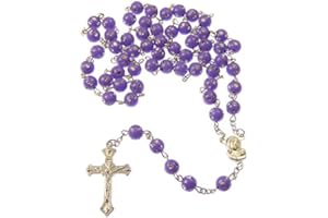 R. HEAVEN Purple plastic round rosary beads necklace with silver spotted detail 53cm length