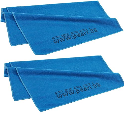 PEARL Extra saugfähiges Mikrofaser-Handtuch schnelltrocknend, blau, 2er Pack