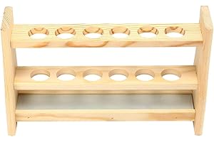 feedal 25ml Wooden Tube Rack Test Tube Rack Holder 6 holes for 17-20mm Tubes, Chemistry Spice Rack Test Tubes Lab Tube Racks Desk Pen Holder for applications in lab