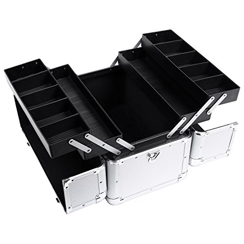 Songmics® silber Kosmetikkoffer mit griff und schultergurt 35 x 22 x 28 cm JBC226S - 3