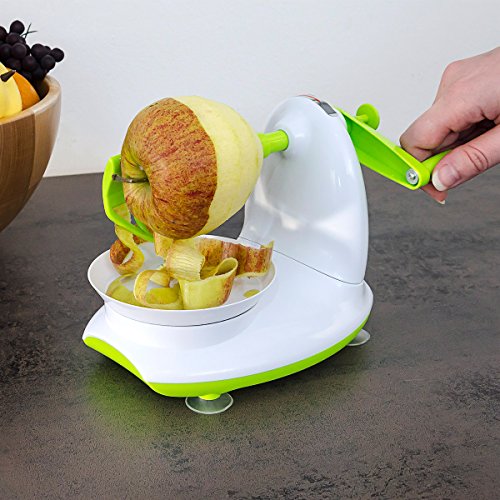 Relaxdays Apfelschäler mit Apfelschneider 2er Set aus Schälmaschine zum Apfel schälen und Apfel zerkleinern sowie als Entkerner auch ideal zum Kartoffeln schälen , grün-weiß - 2